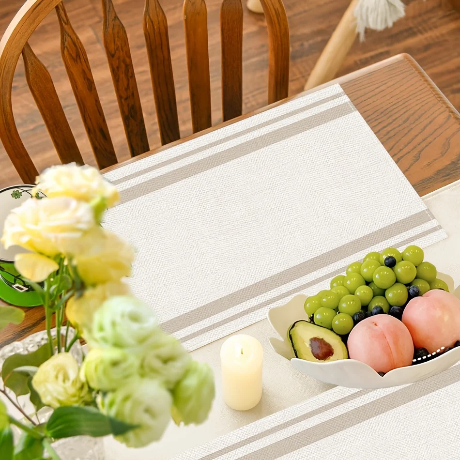 

VIKAMA 4/6/8/10-компонентные полосатые салфетки в скандинавском стиле, водонепроницаемые для дома, кафе, завтрака, минималистичный обеденный стол