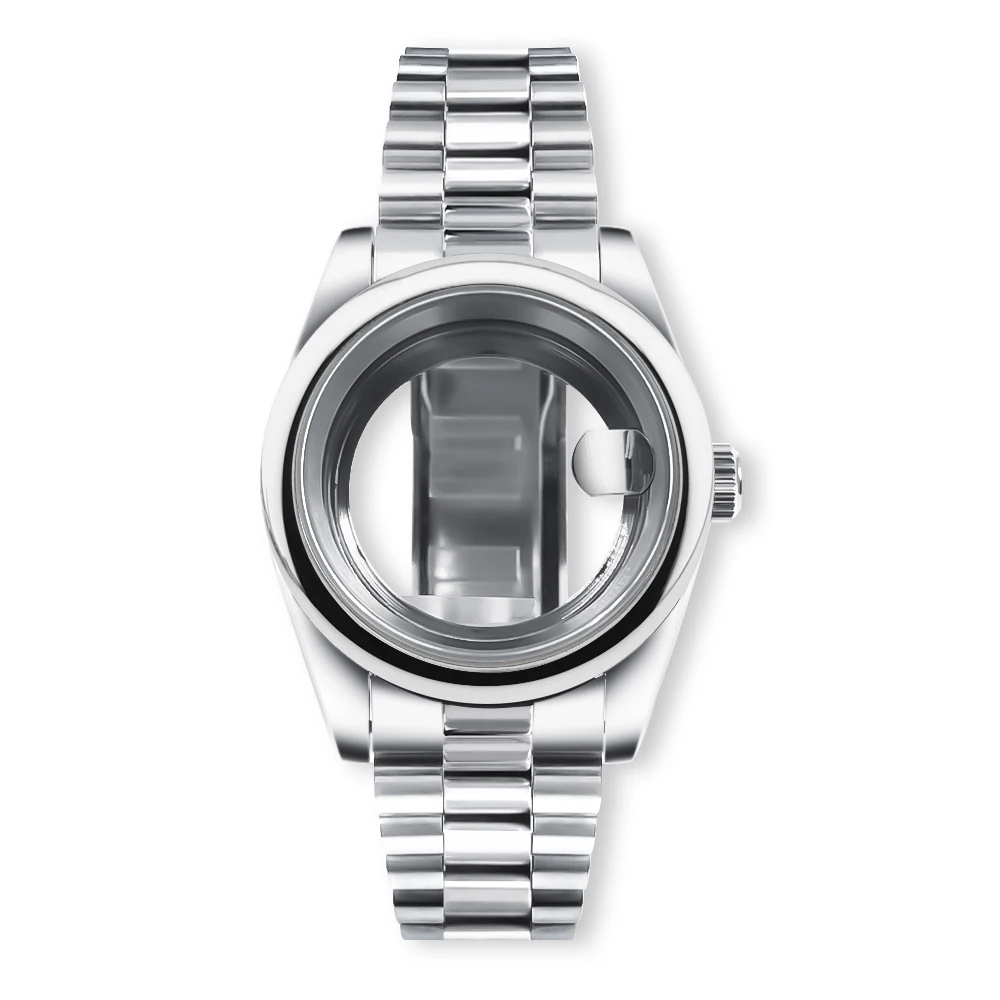 

NEITON 36MM/39MM Watch Case Fit NH34 NH35/36 ETA2824 Movement Sapphire Round Edge 100m Waterproof Presidential Bracelet Strap