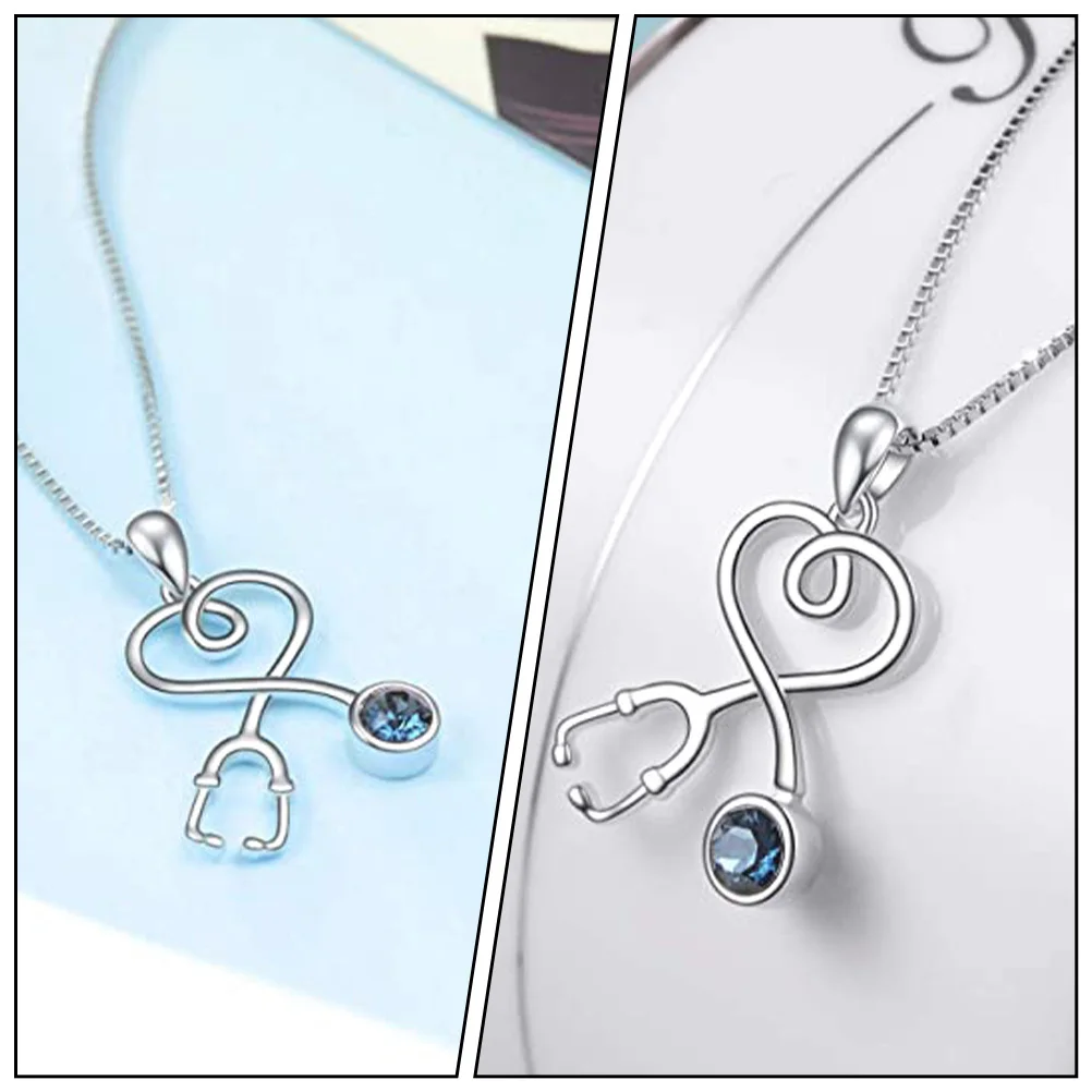 

1Pcs Creative Stethoscope Pendant Necklace Alloy Zircon Fine Jewelry Fashion Necklace for Women Neck Chain Alloy Choker
