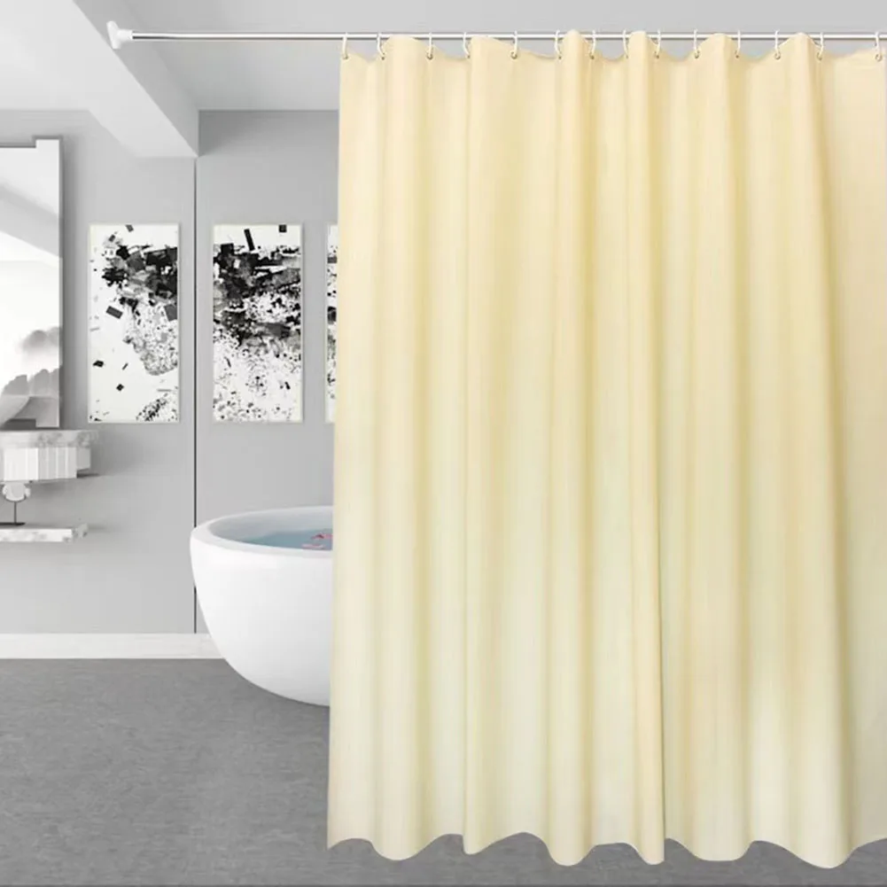 Solid Color Modern Simple Waterproof Shower Curtain With Hooks PEVA 180cm×180cm Metal Grommets Plain Curtain Household Supplies