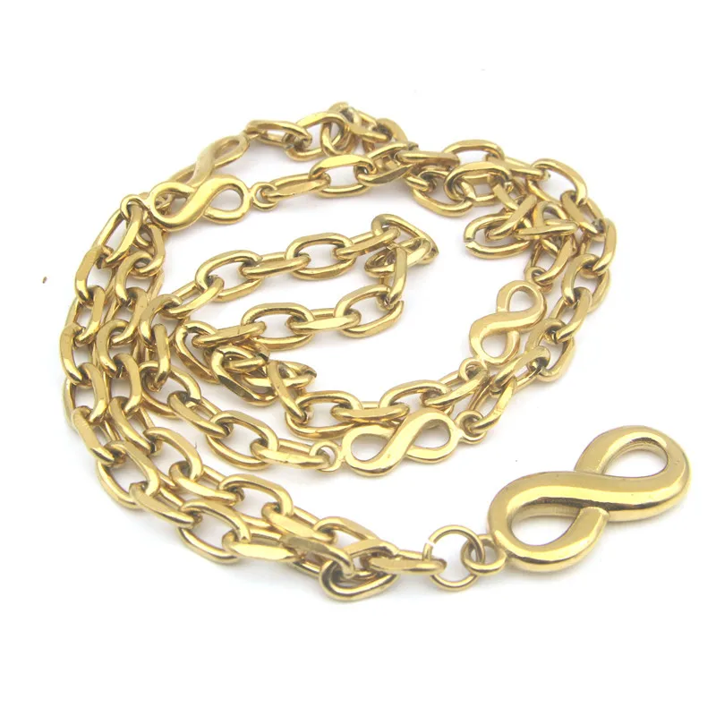 

Lucky Number 8 Necklace For Man Stainless Steel Golden Plated Polishing Eight 70cm Chain