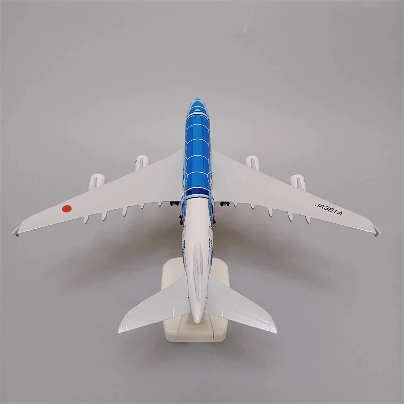 18*20cm Alloy Metal Japan Air ANA Airbus A380 Cartoon Sea Turtle Airlines Blue Diecast Airplane Model Plane Aircraft with Wheels