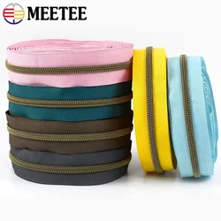 3/5/10Meters 5# Nylon Zipper Colorful Tape Bronze Teeth Open-End Zips Tailor for Bag Clothes Repair Kit DIY Sewing Accessories