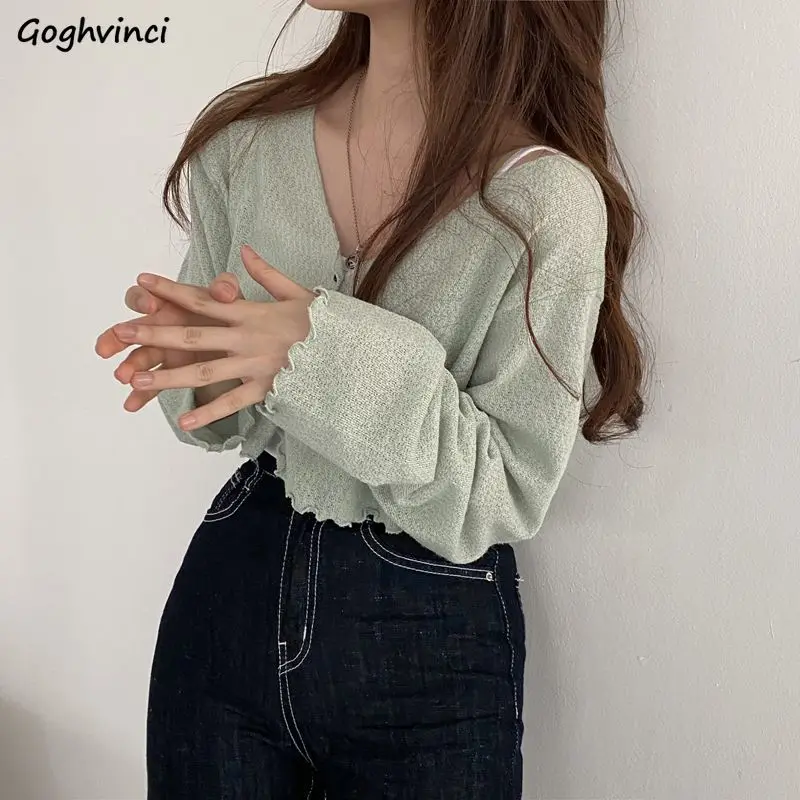 Cardigan Women Breathable Elegant Vintage Sweet Ruffles Comfortable Spring Youthful Gentle Korean Style Fashion Chic Daily New