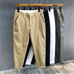 Pantalones cortos holgados para hombre, pantalón informal de pierna recta pequeña, moda coreana, cómodos y versátiles, otoño e invierno, 2023