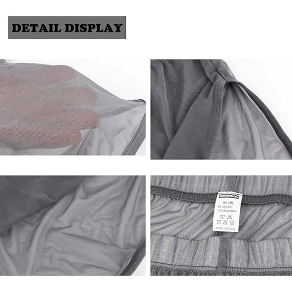 Zonbailon Men's Sexy See-Through Boxers Shorts Split Side Mesh Breathable Underwear M-3XL