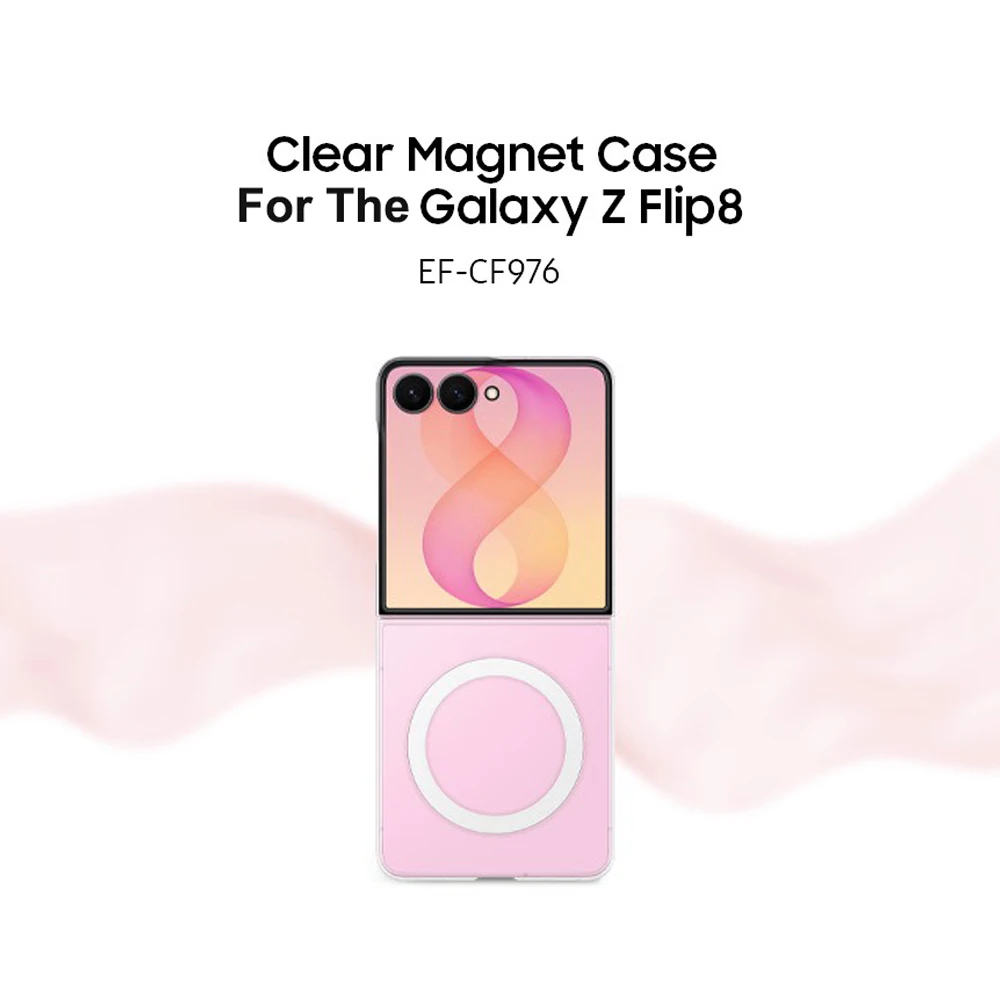 Original Samsung Galaxy Z Flip8 Clear Magnet Case Transparent with Magnet Ring Holder Phone Case EF-CF776