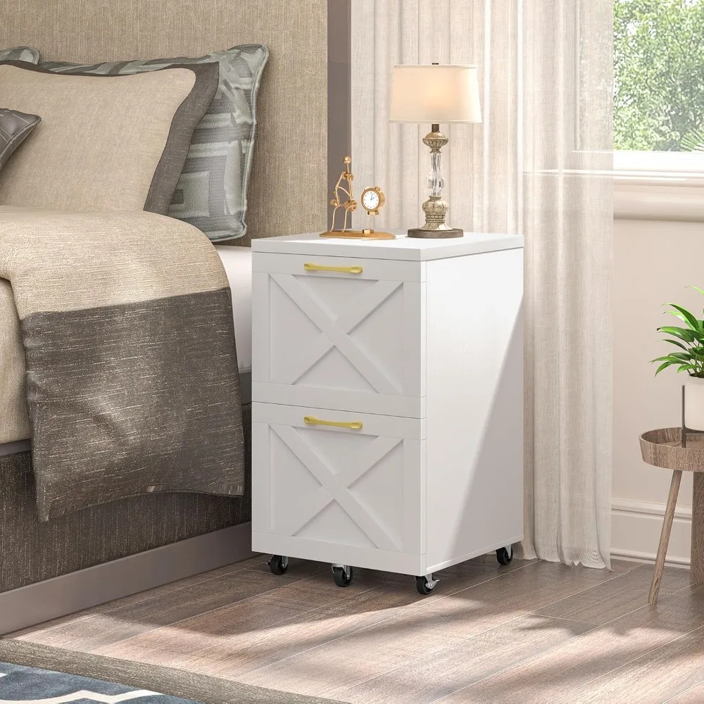 خزانة ملفات صغيرة ذات درجين مع عجلات، خزانة ملفات عمودية لبيت المزرعة تناسب حجم حرف A4، تخزين دوار ريفي مع صغير الحجم #5