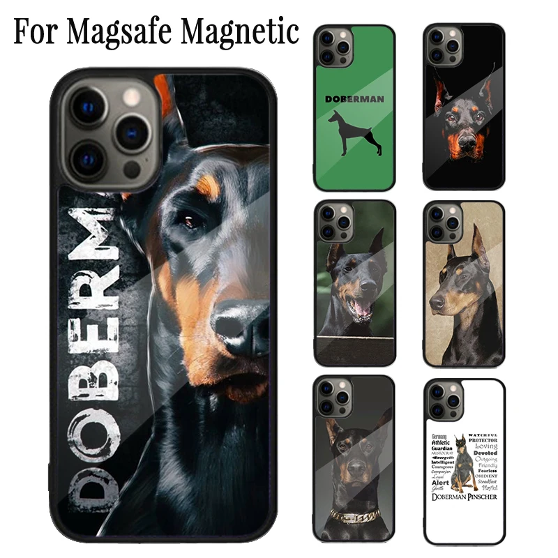 

Doberman Dog Magnetic Phone Case Coque For iPhone 16 15 14 Plus 13 12 Mini 11 Pro Max Magsafe Wireless Charging Cover