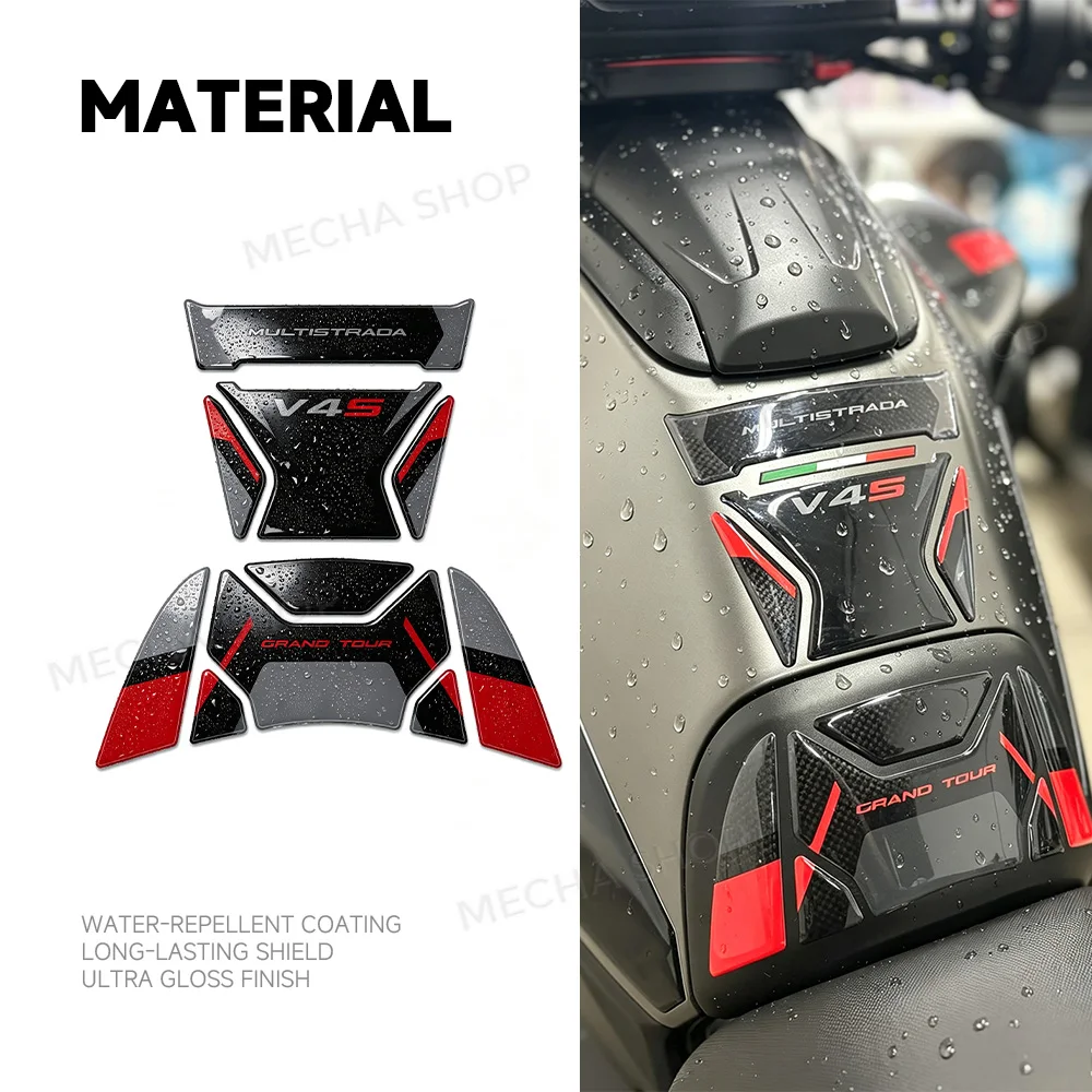 Motorcycle Accessory Sticker 3D Tank Pad Decal Kit For Multistrada V4 S V4S Grand Tour 2024 3