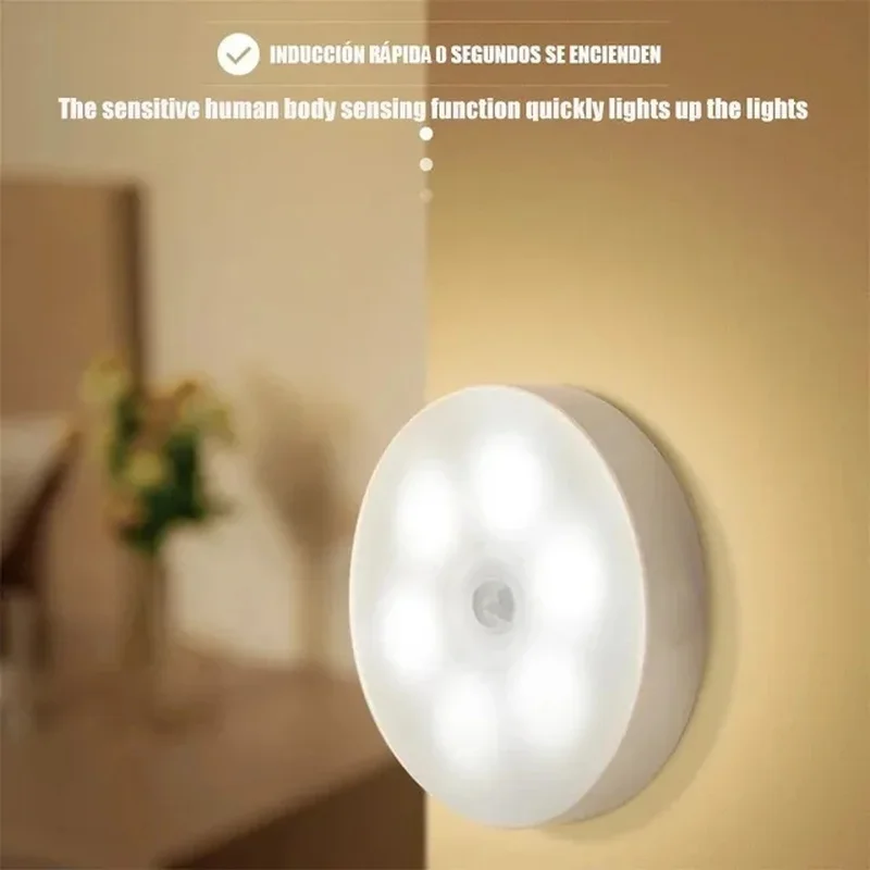 LED Smart Human Body Sensor Night Lamp Emergency Automatic Lighting USB Charging Wireless Magentic Suction Use Night Light