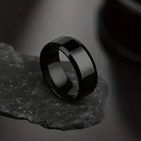 Stainless Steel Ring Classic Black Golden Silvery Glossy Men Rings