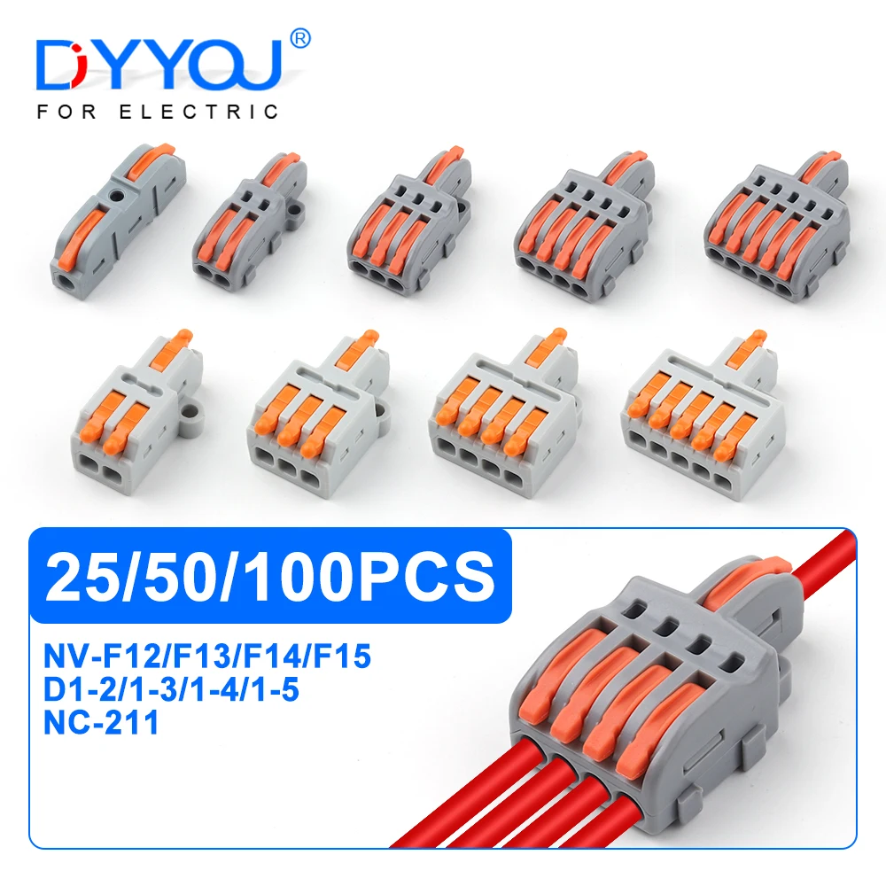 

25/50/100PCS Conductor Compact Connector Terminal Universal Electrical Wire Splicing Connectors Quick Wiring Connect AWG28-12