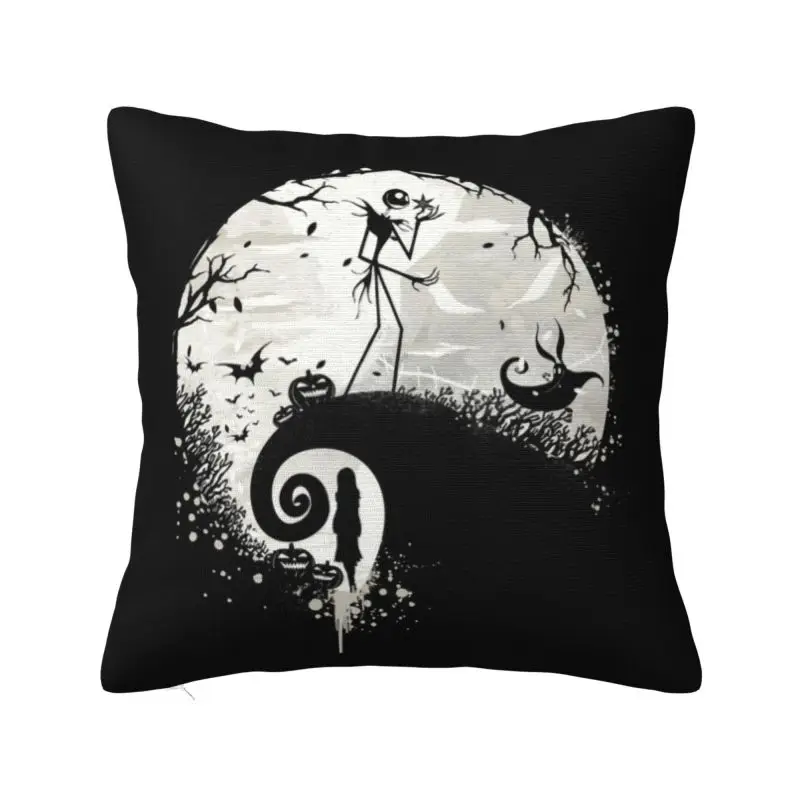 Custom Cartoon The Nightmare Before Christmas Pillow Case 40x40cm Jack Skellington Chair Cushion Cover Square Pillowcase