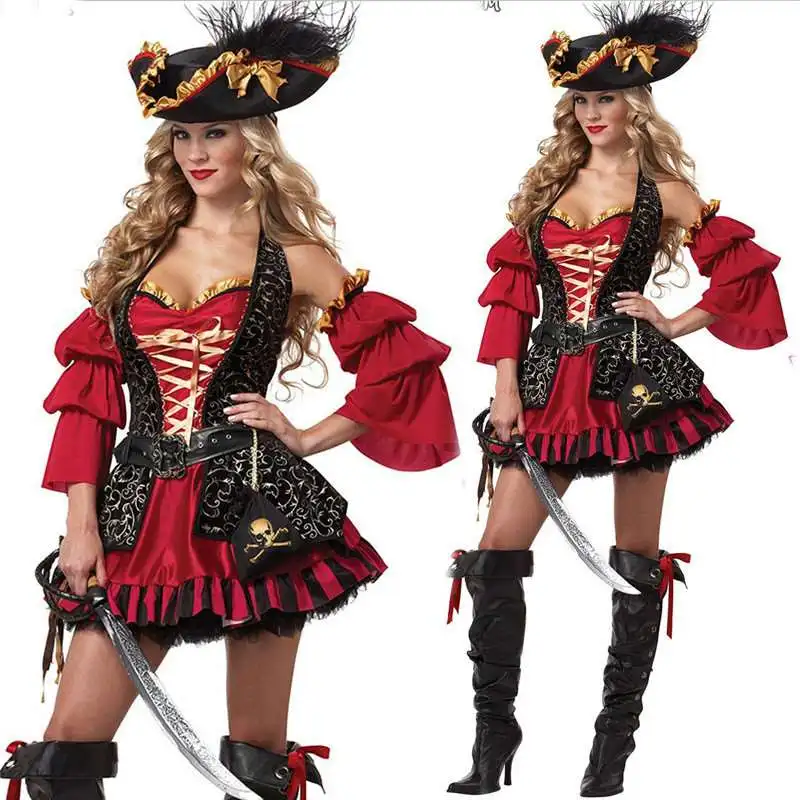 Captain Ja Piratenkostüm Halloween Par Wear Damen Traditionelle ethnische Bühnenaufführungskleidung Frühling