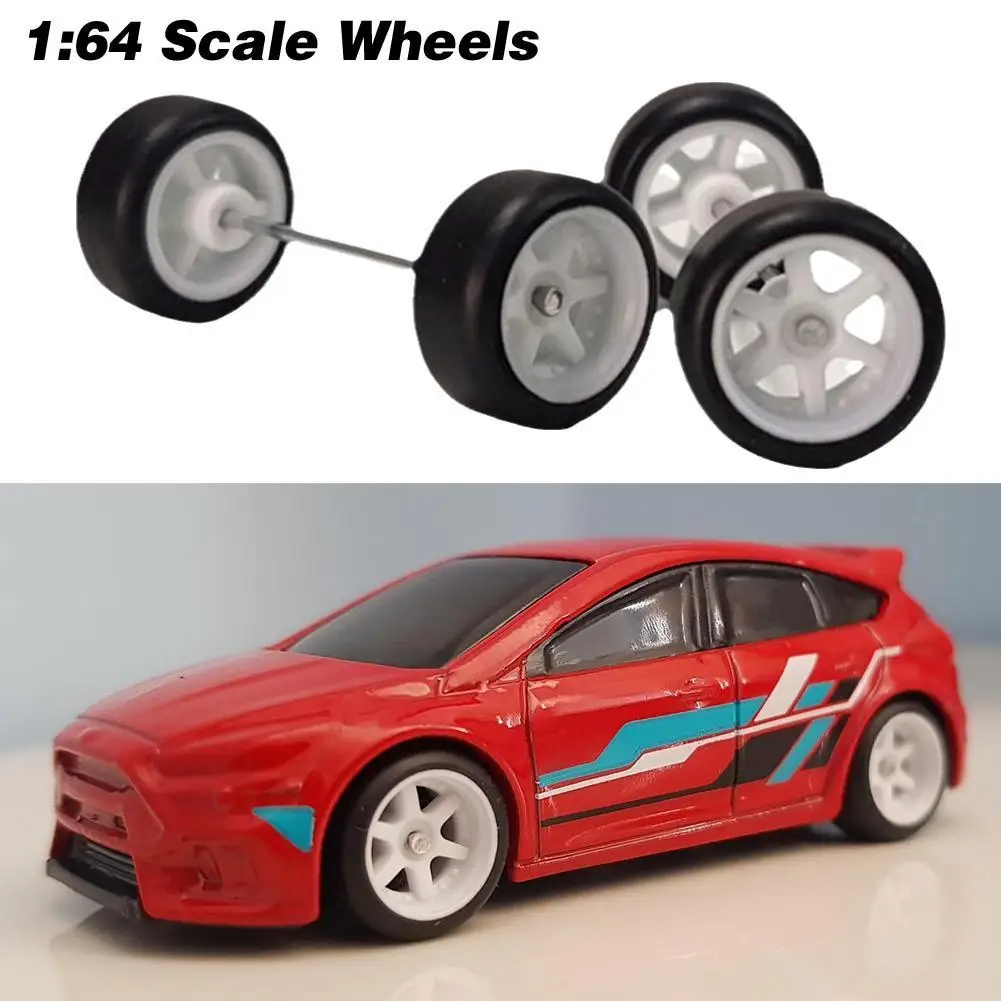 1:64 Scale Wheels for Hot Wheels Rubber Tire Model Car Modified Parts Racing Vehicle Toys For Hotwheels