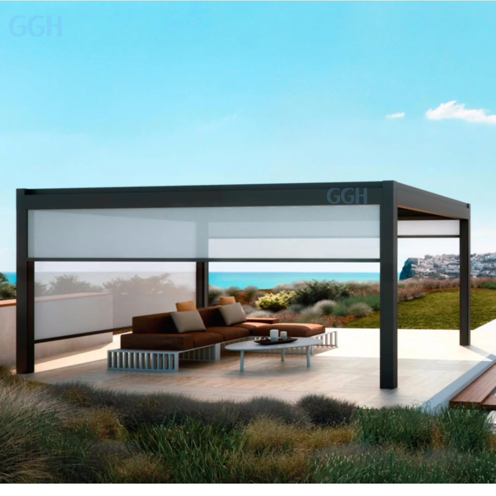 KAKADU Aluminum Outdoor Garden Pergola with Motorized Remote Control Powder Coated Sun Rain Protection Eco-Friendly