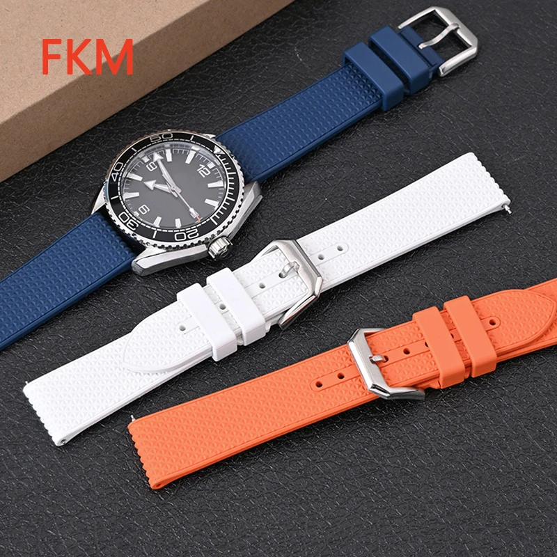 Fluoro Rubber Watch Strap 20mm 22mm Quick Release Diving Waterproof Sport FKM Men Women Universal Replace Watch Band Bracelet
