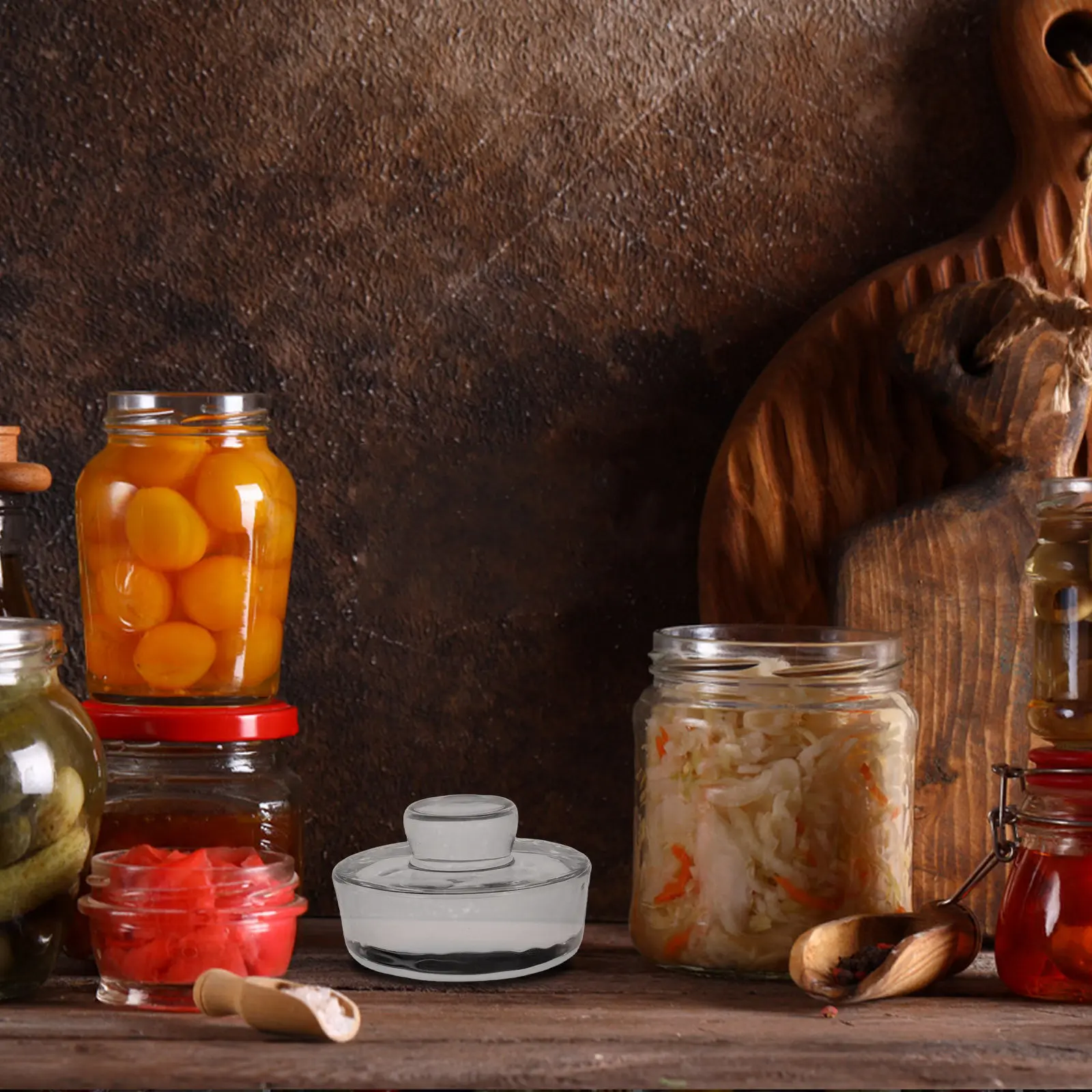 

2 шт. стеклянные пресс-глайдеры для банок Мейсона с ручкой, для ферментации, прессования продуктов, засолки овощей, консервации