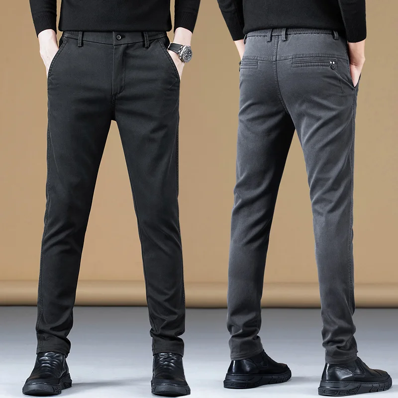 

Брюки Lyocell мужские повседневные, удобные эластичные модные облегающие деловые штаны в Корейском стиле, размеры 28-38