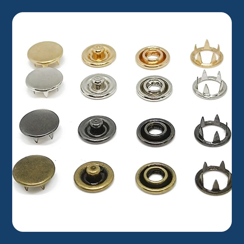 20Set Prong Snap Button Press Button Studs Fasteners Hollow/Plane Prong Ring For Clothes Garment Sewing Bags Shoes