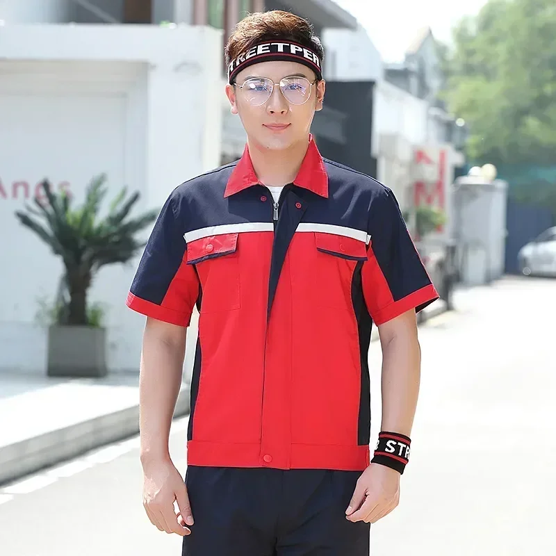 Summer Electric Logo Mechanic Repairman Factory Clothes Workshop Repairer Men For Painter Printed Welder Automobile Working Suit