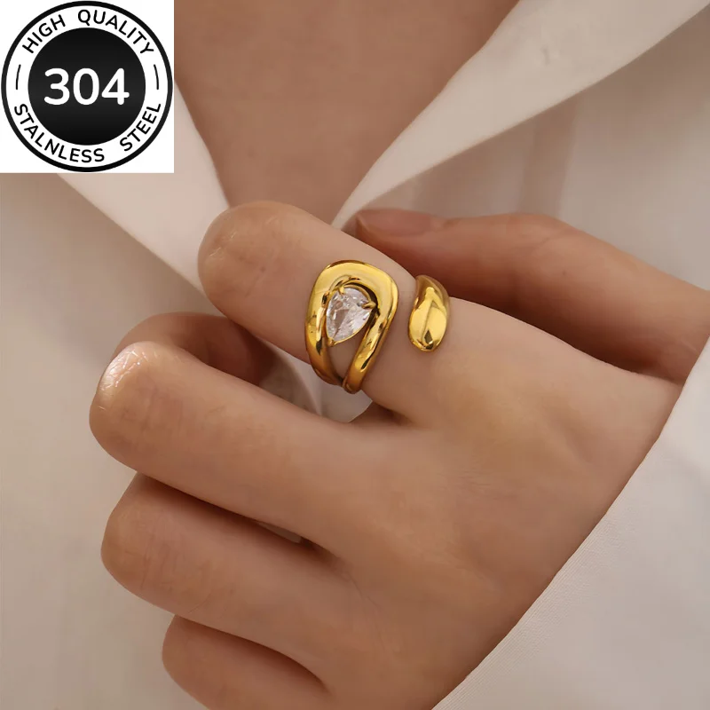 

Stainless Steel Women's Ring Open Ring and Bracelet Niche Design