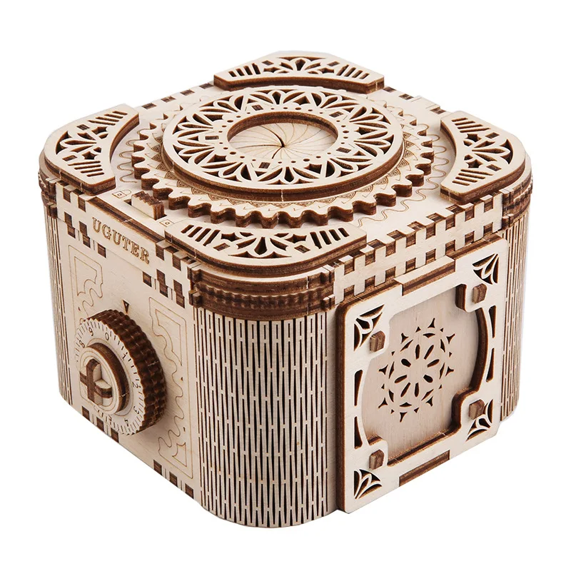 Holz Schmuck Box Mechanische Puzzle 3d Montieren Gebäude Bau Blöcke Modelle Set Lippenstift Ring Halskette Passwort Lagerung