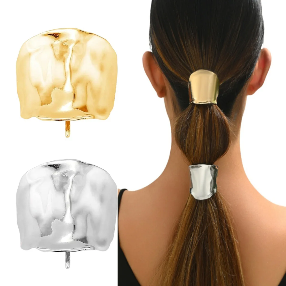 

1pc/pcs Metal irregularly convex lava insert hairpin Women's vintage high quality ponytail hairpin headwear