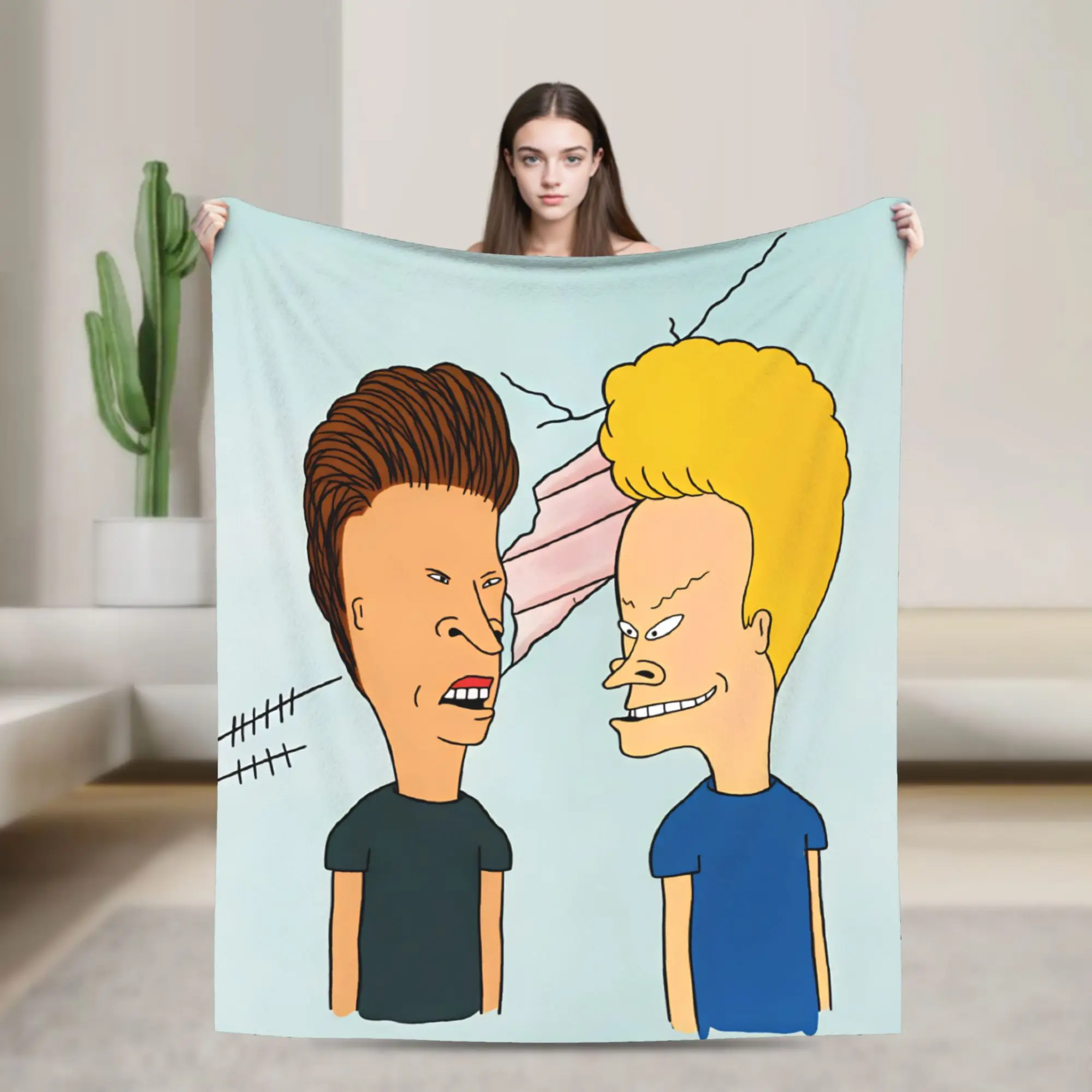 Beavis And Butt Head Angry Portrait Blanket Decorative Flannel Bedding Throws For Bedroom Warm Customized Quality Bedspread