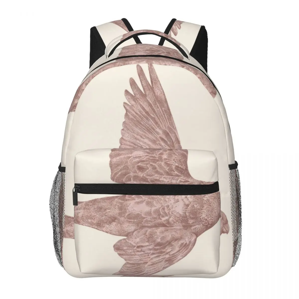 Sweet Student Backpack Center Soaring Bird Modern Artistic Light Pink Black White Streetwear Bookbag for Teens College Travel