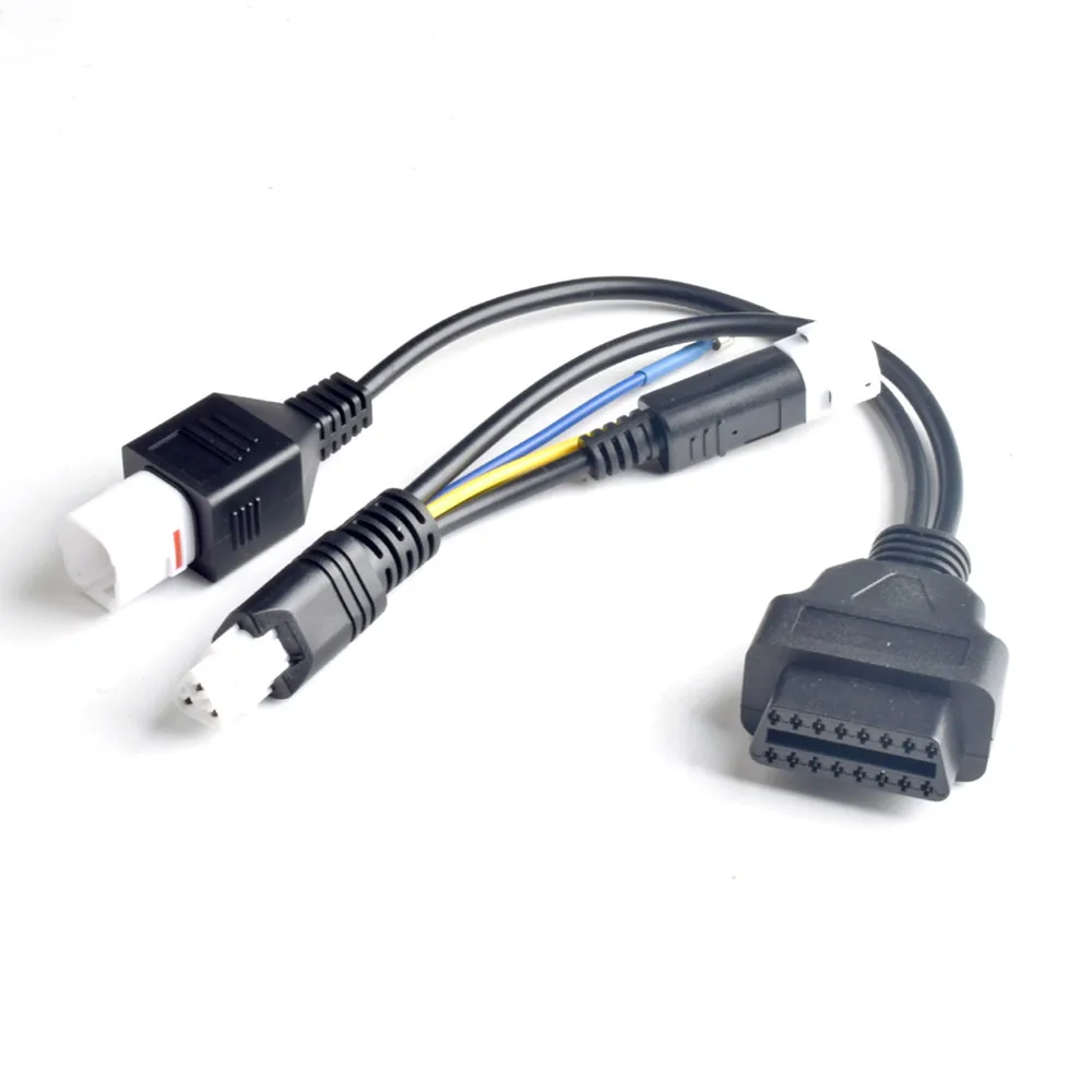 For YAMAHA 3Pin 4Pin Male Connector & YAMAHA 3Pin Female Motorcycle 3 IN 1 Extension Cable to OBD2 16Pin Motor Wires