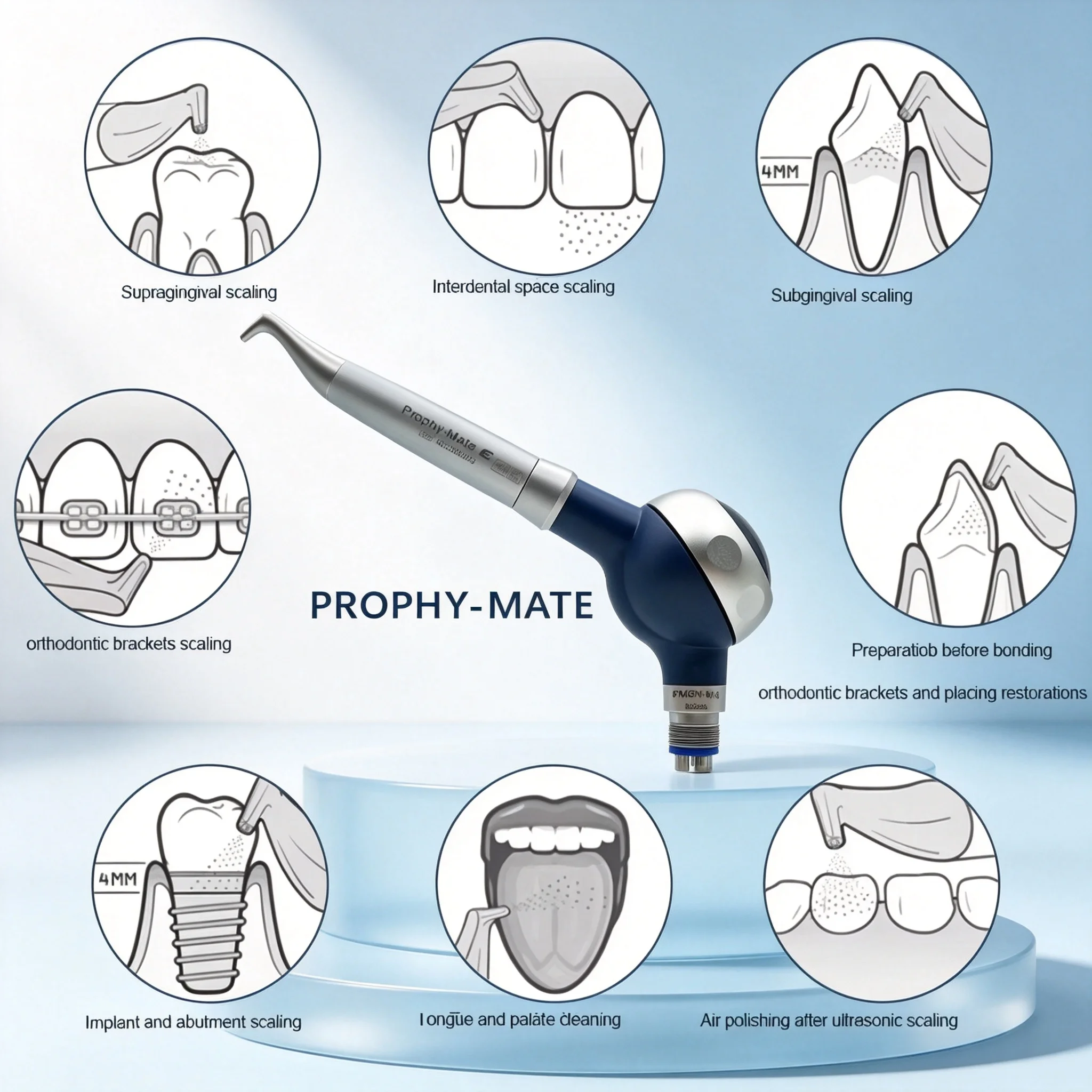 JUMTOP Dental Air Water Polisher Air Powder Spray Sandblaster Oral Hygiene Tooth Cleaning Whitening Polishing Tools