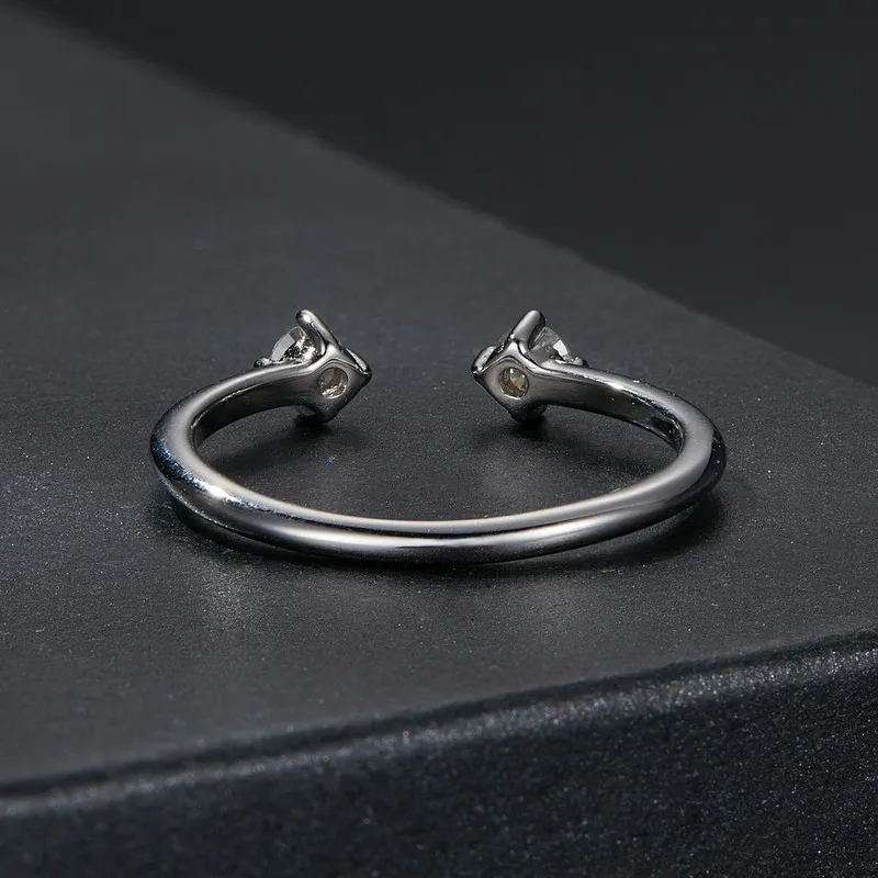 Bamoer U Moissanite Open Ring 925 Sterling Silver Unique Double Moissanite Design Certified Rings Women Fine Jewelry