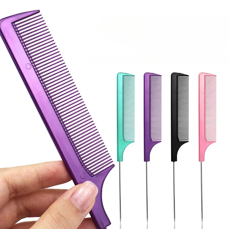 Steel Needle Pointed Tail Comb Professional Styling Comb Heat Resistant Anti-Static Tail Curved Parting Comb Barber Accessories