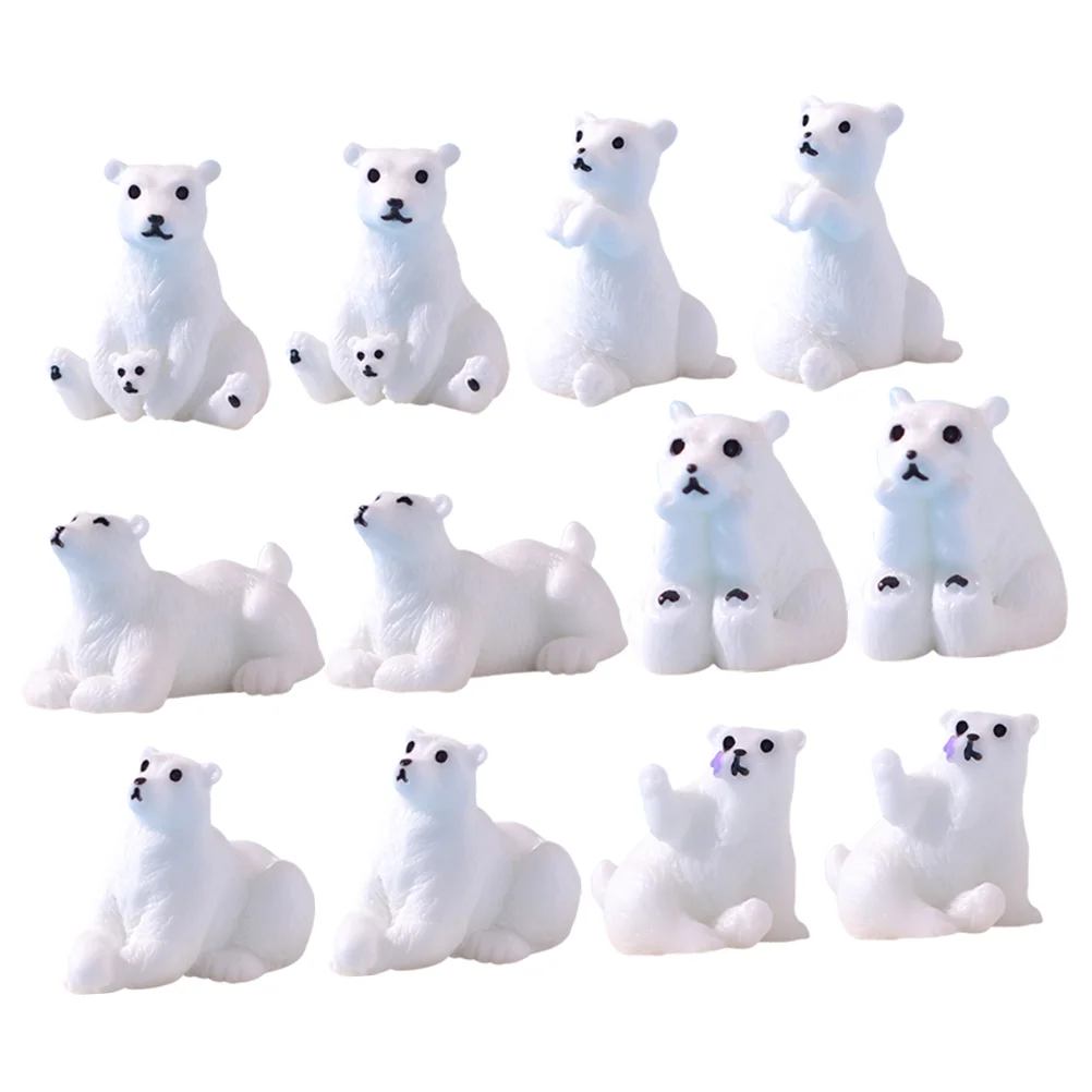 12pcs Mini Bear Figurines Resin Bear Figures Miniature Bear Decors Scene Layout Decors miniature bear figurines