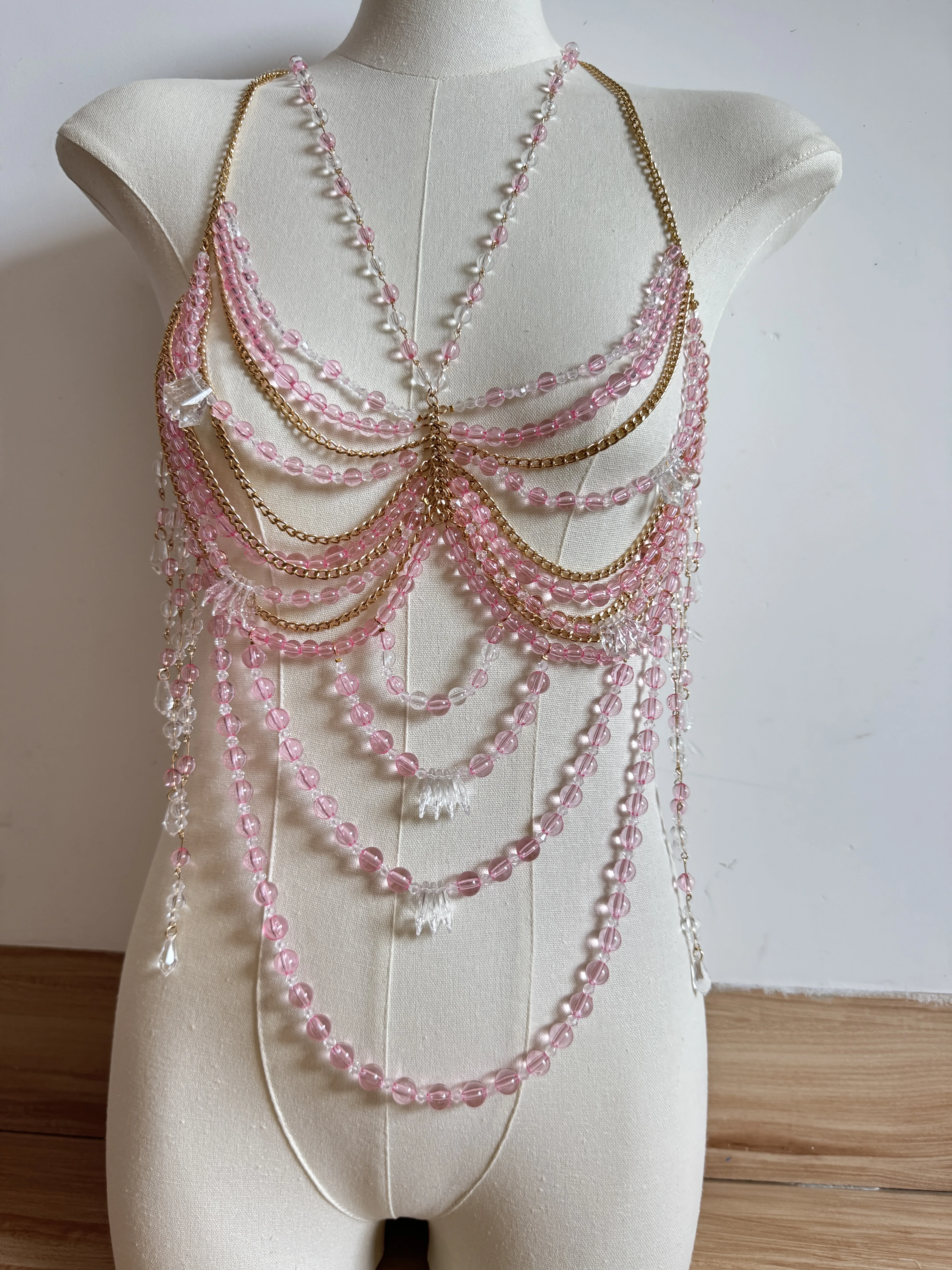 

Розовый жилет-бретелька с бисером, бюстгальтер-бикини, топ, бюстгальтер с преувеличенным жемчужным вырезом, бюстье, пляжная одежда, нижнее белье, женское клубное рейв