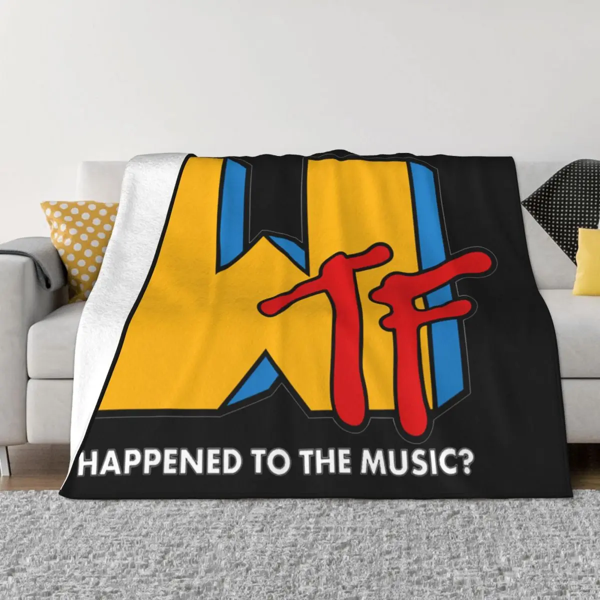 Wtf Happened To The Music MTV Blanket Flannel Print Home Throw Blanket Cozy Lightweight Thin for Car Rug Piece