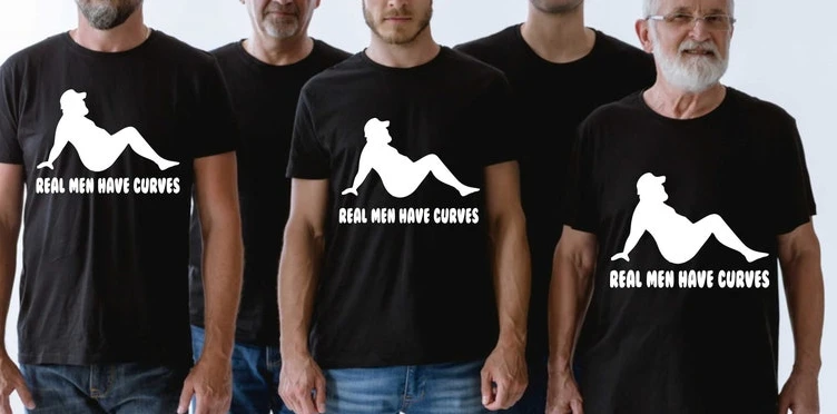 100% Cotton Print T Shirt  Real Men Have Curves Funny Father's Day Mens Birthday Novelty Funny T-Shirt Vintage Ropa Hombre Tees