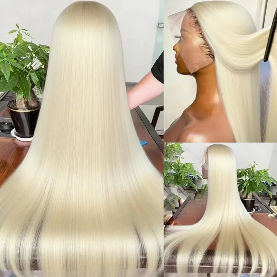 200% الكثافة مستقيم البرازيلي 613 شقراء 13x4 HD الدانتيل الجبهة خصلات الشعر المستعار الإنسان للنساء غلويليس الدانتيل الباروكات الأمامية قبل قطعها