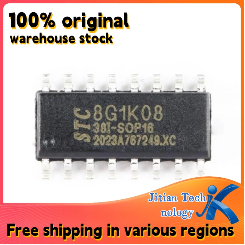 10PCS STC8G1K08-38I-SOP16 STC8G1K08 100% new SOP16 Enhanced 1T 8051 Microcontroller MCU Welcome to purchase