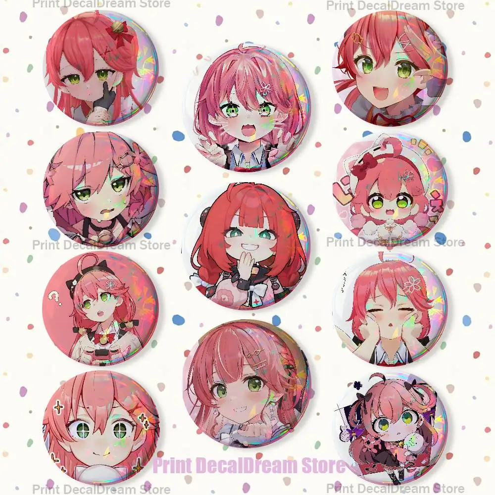 

Pink S-Sakura M-Mikos Badges Creative Tinplate Button Pins Brooch Creative Quotes Badge Clothes Backpack Jewelry Gift