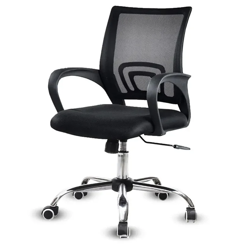 Chaise de Bureau Ergonomique en Maille Réglable avec Support Lombaire et Accoudoir, Siège d'Ordinateur Roulant Noir