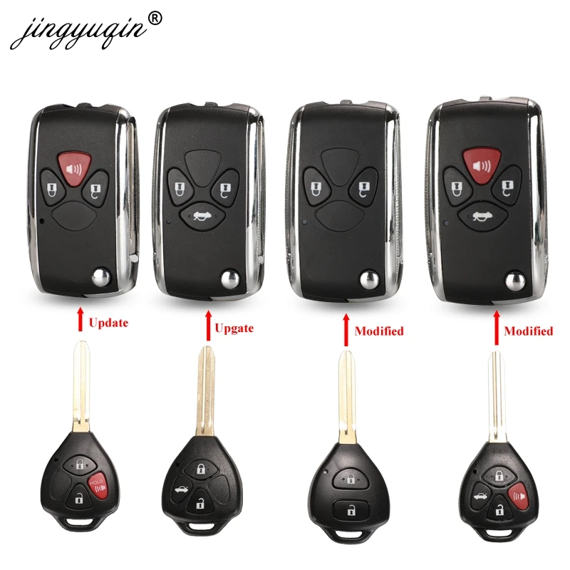 jinyuqin 2/3/4 Przyciski Zaktualizowane etui na kluczyk zdalnego sterowania do Toyoty Avlon Crown Corolla Camry RAV4 Reiz Yaris Prado Key Shell Toy43