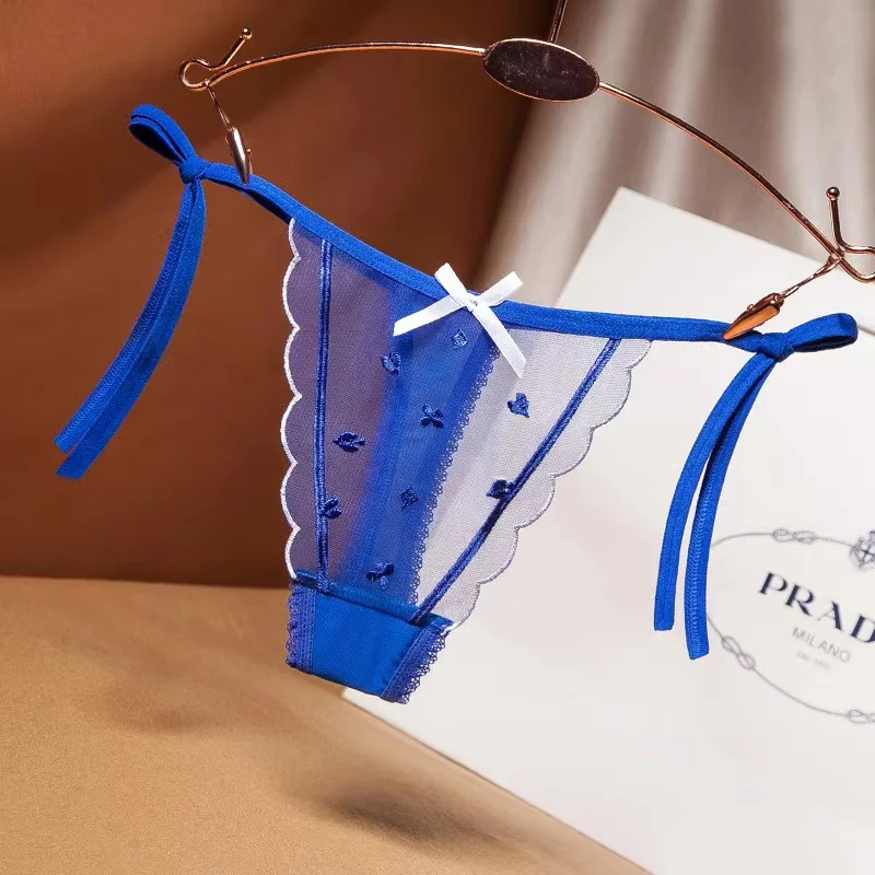 Slip séduisant à lacets avec des nœuds charmants pour femmes, sous-vêtements Sexy taille basse, culotte Pure Passion