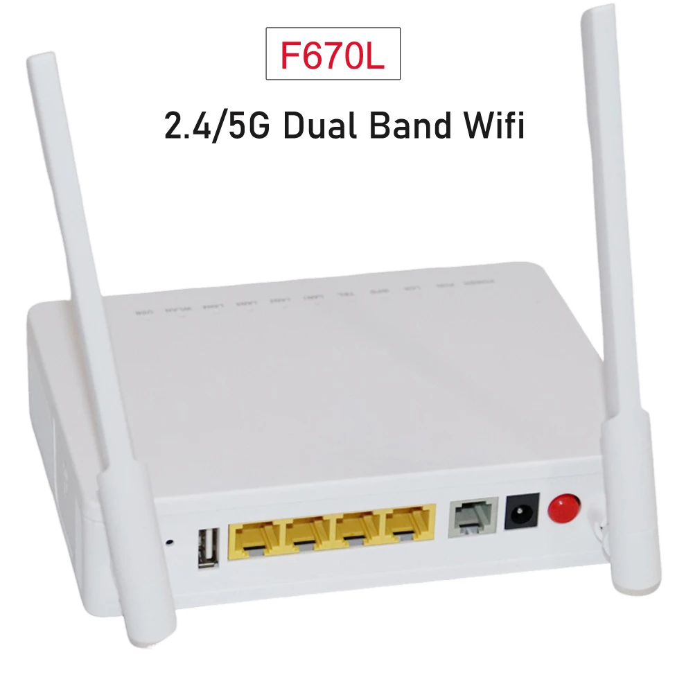 

F673A-V2 F673A-V9 F670L Gpon ONU Dual Band Wifi 4GE 5G 2.4G Zxhn F670L ONT Router High Speed Internet Cable Modem