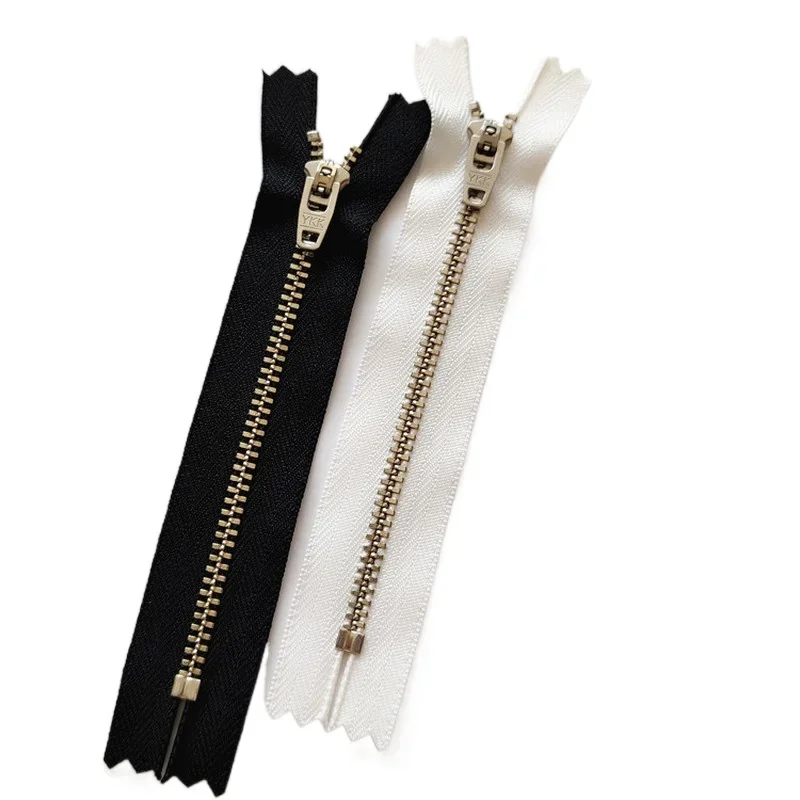 30pcs/Lot 3# 10cm 15cm 18cm Ykk Metal Zipper Close End White Copper Jeans Pants Bag Pocket Black White Sewing Accessories