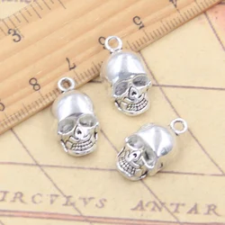10pcs Charms Skull Skeleton Head 20x11x7mm Tibetan Silver Color Pendants Antique Jewelry Making DIY Handmade Craft
