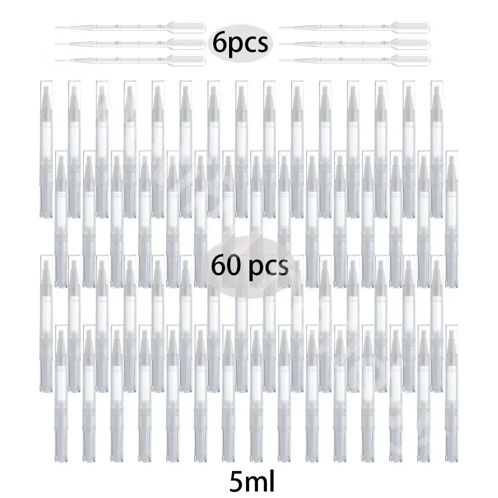 

60Pcs 3ML/5ML Empty Nail Oil Pen with Brush Twisted Cuticle Oil Foundation Make-up Pen Lip Color Dispenser Cosmetic Container