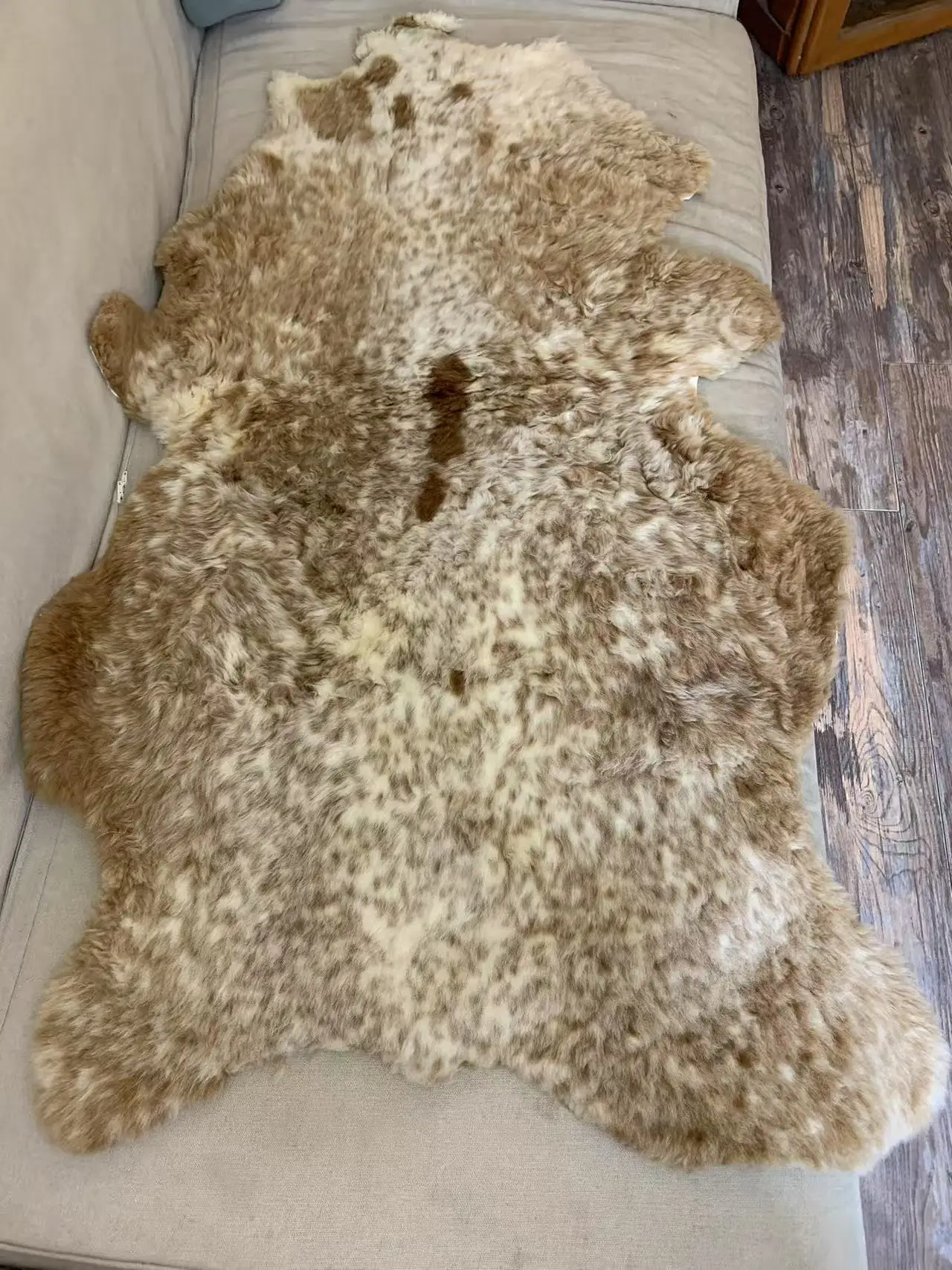 Unique Natural Brown Leather Rugs, Vintage Home Décor, Sofa Stool Cushions, Coat Material, real fur,puppy gift